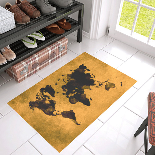 world map #world #map Azalea Doormat 30" x 18" (Sponge Material)