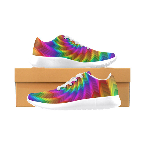 Psychedelic Rainbow Spiral Women's Running Shoes/Large Size (Model 020)