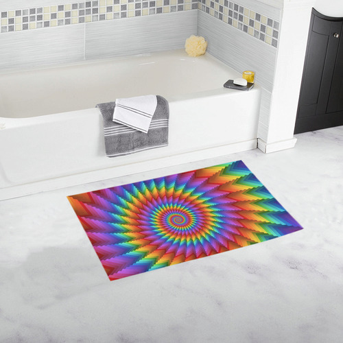 Psychedelic Rainbow Spiral Bath Rug 16''x 28''