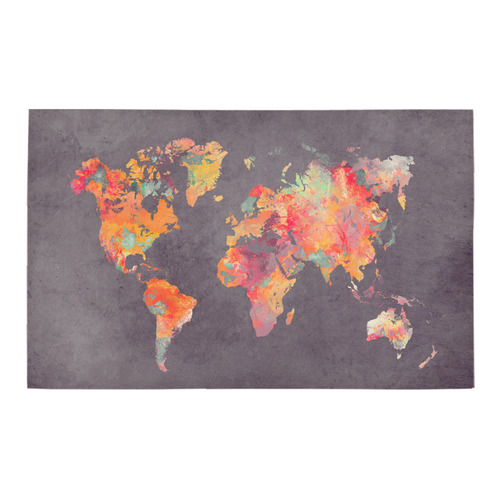 world map #world #map Bath Rug 20''x 32''