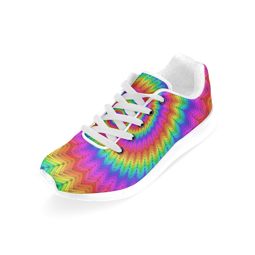 Psychedelic Rainbow Spiral Women's Running Shoes/Large Size (Model 020)