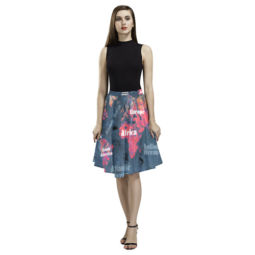 world map #world #map Melete Pleated Midi Skirt (Model D15)