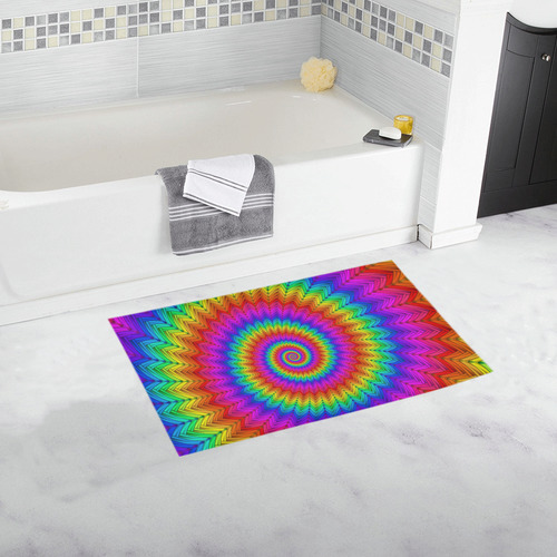 Psychedelic Rainbow Spiral Bath Rug 16''x 28''