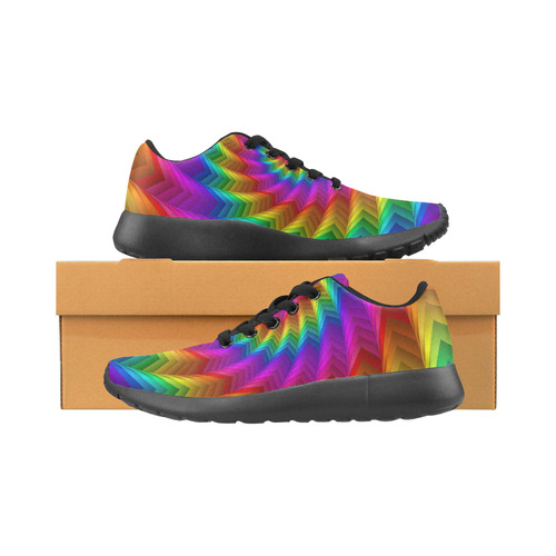 Psychedelic Rainbow Spiral Men's Running Shoes/Large Size (Model 020)