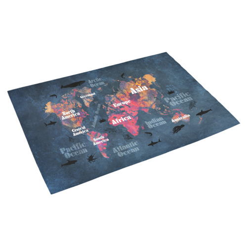 world map #world #map Azalea Doormat 30" x 18" (Sponge Material)