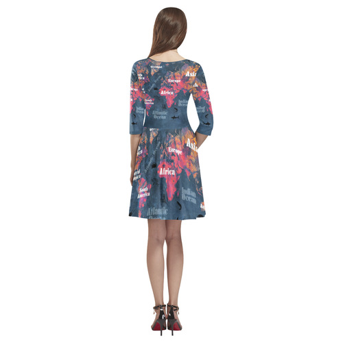 world map #world #map Tethys Half-Sleeve Skater Dress(Model D20)