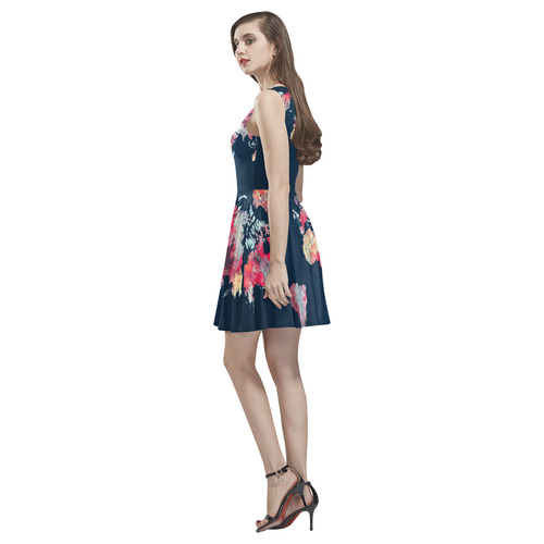 world map #world #map Thea Sleeveless Skater Dress(Model D19)