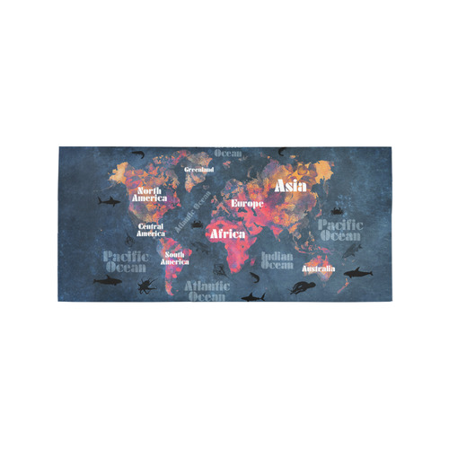 world map #world #map Area Rug 7'x3'3''