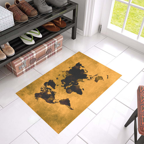 world map #world #map Azalea Doormat 24" x 16" (Sponge Material)