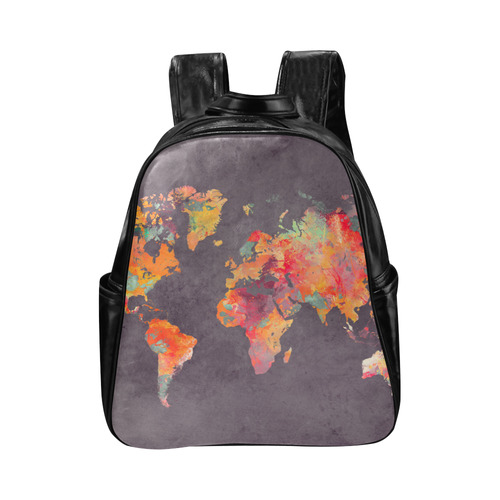 world map #world #map Multi-Pockets Backpack (Model 1636)