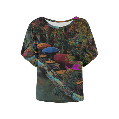 RIVERWALK Women's Batwing-Sleeved Blouse T shirt (Model T44)