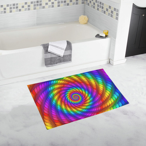 Psychedelic Rainbow Spiral Bath Rug 20''x 32''