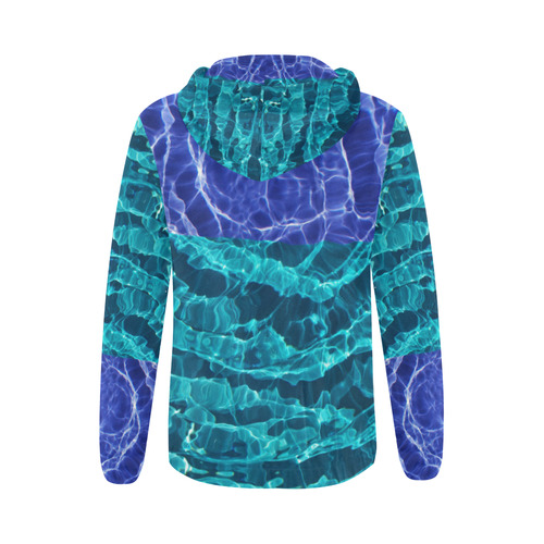 Blue Spiral All Over Print Full Zip Hoodie for Women (Model H14)