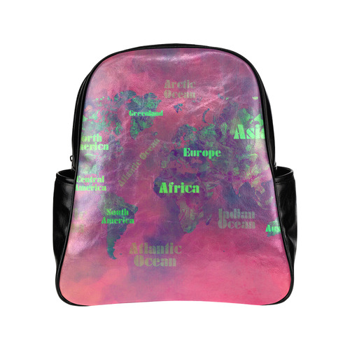 world map #world #map Multi-Pockets Backpack (Model 1636)