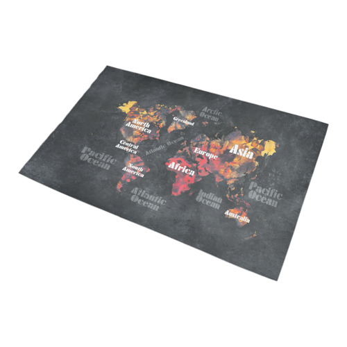 world map #world #map Bath Rug 20''x 32''