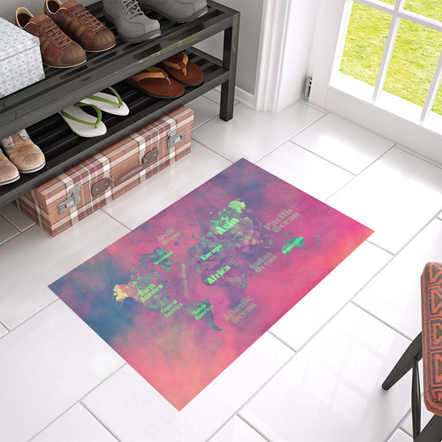 world map #world #map Azalea Doormat 24" x 16" (Sponge Material)