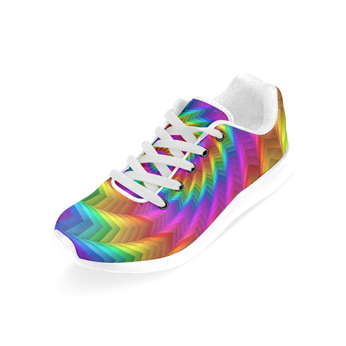 Psychedelic Rainbow Spiral Women's Running Shoes/Large Size (Model 020)