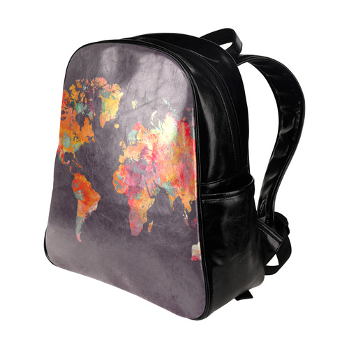 world map #world #map Multi-Pockets Backpack (Model 1636)