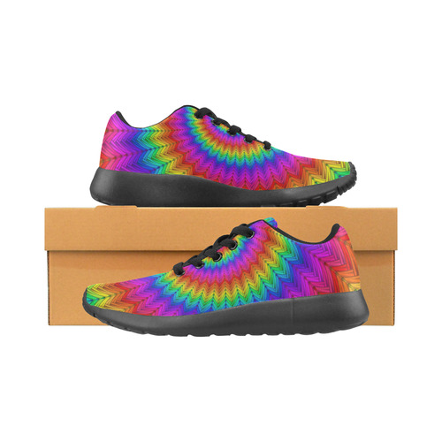 Psychedelic Rainbow Spiral Men's Running Shoes/Large Size (Model 020)