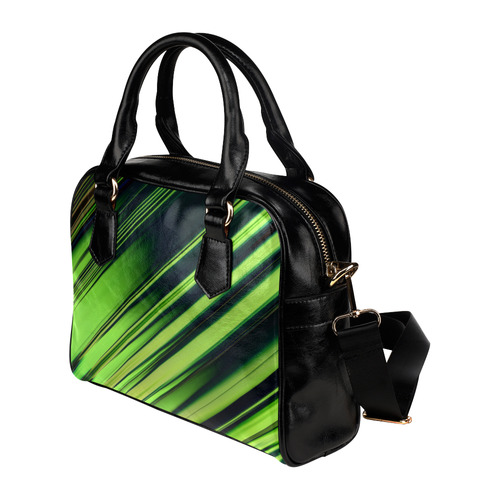 Diagonal Green/Black Abstract Shoulder Handbag (Model 1634)