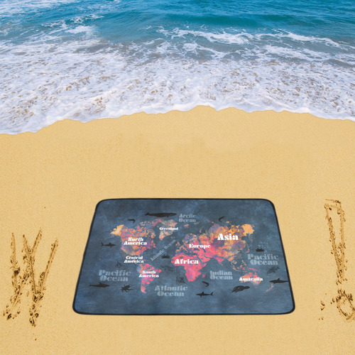 world map #world #map Beach Mat 78"x 60"