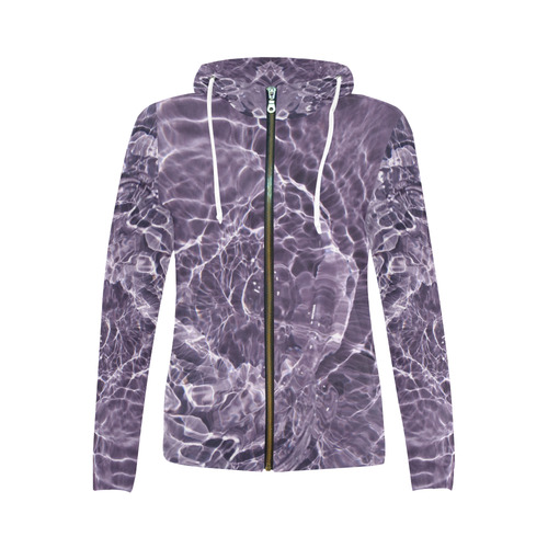 Lilac Bubbles All Over Print Full Zip Hoodie for Women (Model H14)