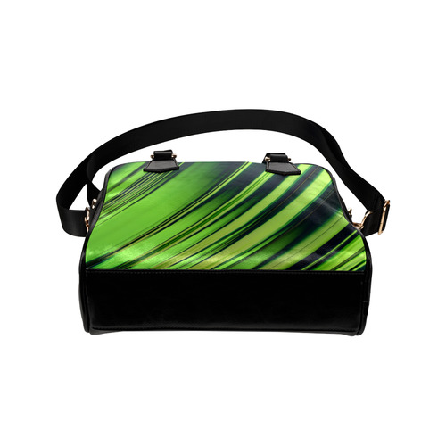 Diagonal Green/Black Abstract Shoulder Handbag (Model 1634)