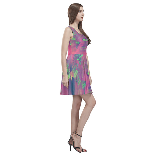 world map #world #map Thea Sleeveless Skater Dress(Model D19)