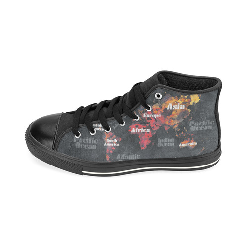 world map #world #map High Top Canvas Shoes for Kid (Model 017)