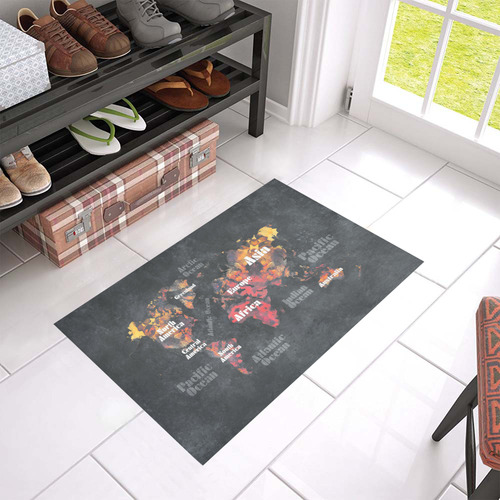 world map #world #map Azalea Doormat 24" x 16" (Sponge Material)