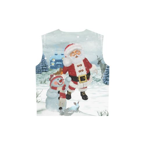 Christmas, Santa Claus with snowman All Over Print Sleeveless Hoodie for Women (Model H15)