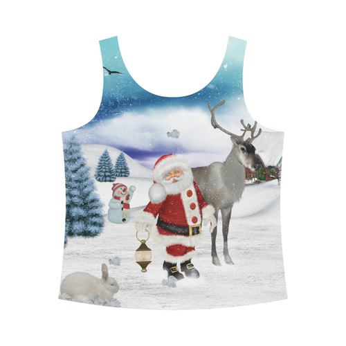 Christmas, Santa Claus with reindeer All Over Print Tank Top for Women (Model T43)