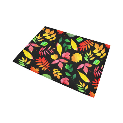 Red Green Yellow Autumn Leaves Floral Area Rug7'x5'