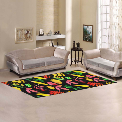 Red Green Yellow Autumn Leaves Floral Area Rug 9'6''x3'3''