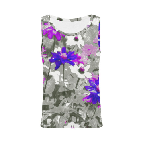 Flowers, black,white and splash C by JamColors All Over Print Tank Top for Women (Model T43)