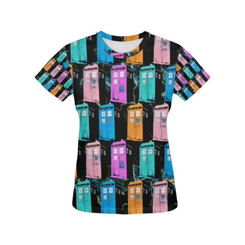 Pop Art time machine All Over Print T-Shirt for Women (USA Size) (Model T40)