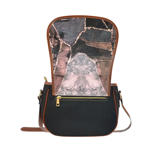 patchwork pattern Saddle Bag/Small (Model 1649)(Flap Customization)