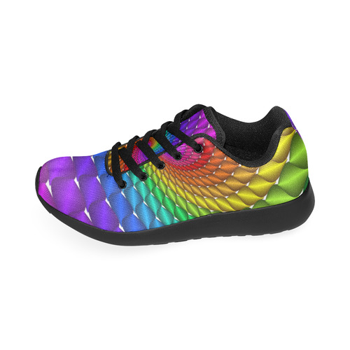 Psychedelic Rainbow Spiral Men's Running Shoes/Large Size (Model 020)