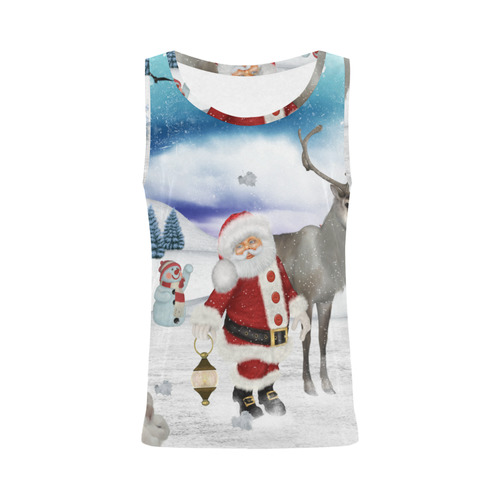 Christmas, Santa Claus with reindeer All Over Print Tank Top for Women (Model T43)