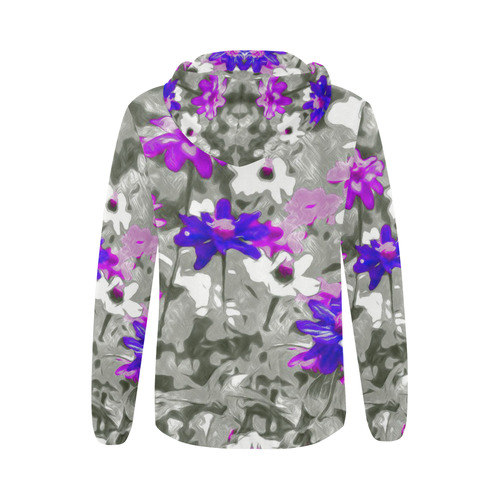 Flowers, black,white and splash C by JamColors All Over Print Full Zip Hoodie for Women (Model H14)