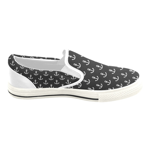 Black Anchor Female Slip Ons Women's Slip-on Canvas Shoes/Large Size (Model 019)