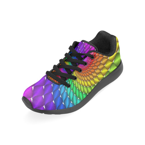 Psychedelic Rainbow Spiral Men's Running Shoes/Large Size (Model 020)