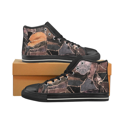 patchwork pattern High Top Canvas Shoes for Kid (Model 017)