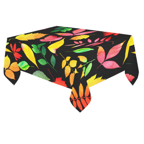 Red Green Yellow Autumn Leaves Floral Cotton Linen Tablecloth 60"x 84"