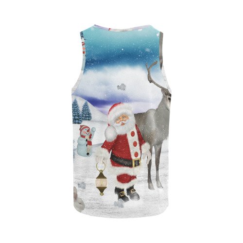 Christmas, Santa Claus with reindeer All Over Print Tank Top for Women (Model T43)