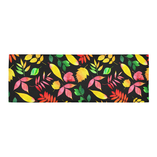 Red Green Yellow Autumn Leaves Floral Area Rug 9'6''x3'3''