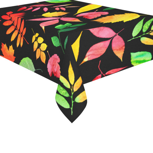 Red Green Yellow Autumn Leaves Floral Cotton Linen Tablecloth 60"x 84"