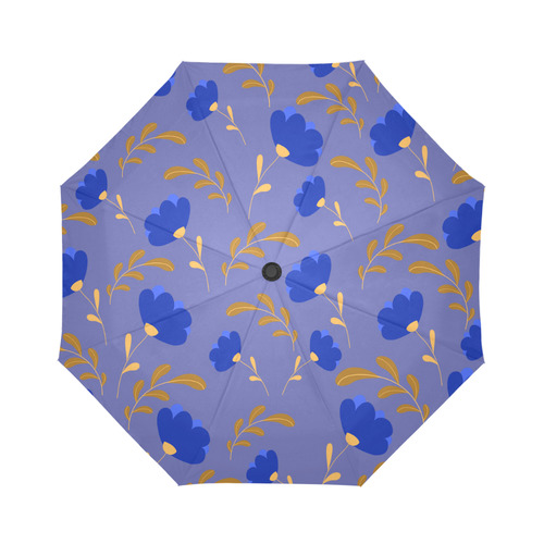 Cute Little Blue Flowers Floral Auto-Foldable Umbrella (Model U04)