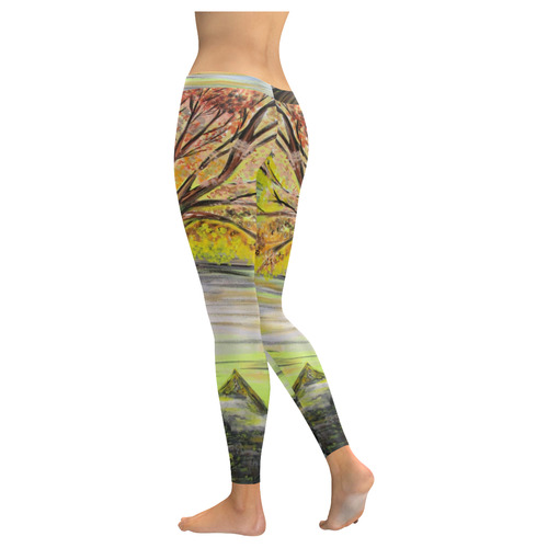 Overlooking Tree Women's Low Rise Leggings (Invisible Stitch) (Model L05)