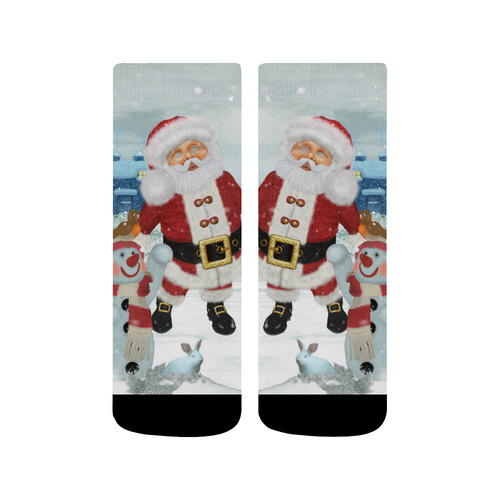 Christmas, Santa Claus with snowman Quarter Socks